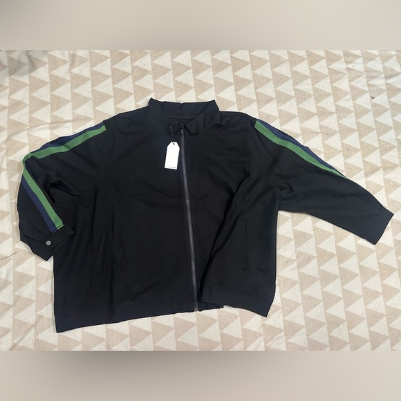 Universal standard camden Ponte bomber jacket navy green stripes - Picture 3 of 4